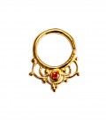 Septum 41 1,2mm plain silver gold plated red zircon
