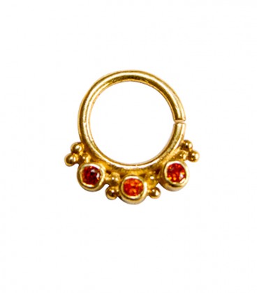 septum 57 12mm plain silver gold plated red zircon
