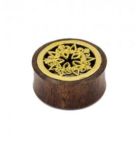 Flower Mandala brass sono wood plug