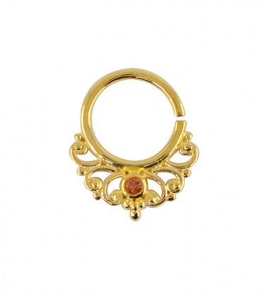 septum 48 12mm plain silver gold plated red zircon