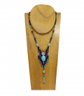 WONDERFUL ETHNIC NECKLACE-SILVER BEADS-SILVER PONPON-TURQUOISE